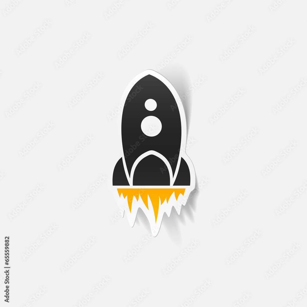 Sticker realistic design element: rocket