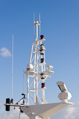 Communication mast on ship.