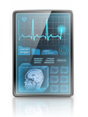 Modern tablet showing medical information