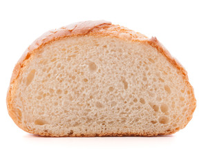 Hunk or slice of fresh white bread isolated on white background