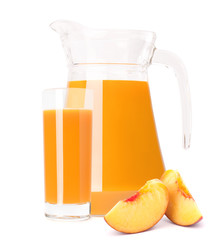 Peach fruit juice in glass jug