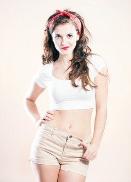 Pretty young woman pin up girl style