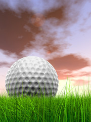 Sunset sky and a golf ball