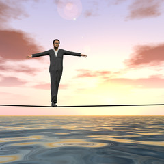 Conceptual business man on rope