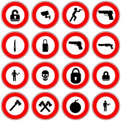 Symboles dans 16 panneaux de signalisation