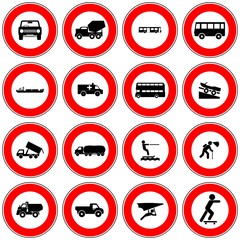 Transports et loisirs dans 16 panneaux de signalisation