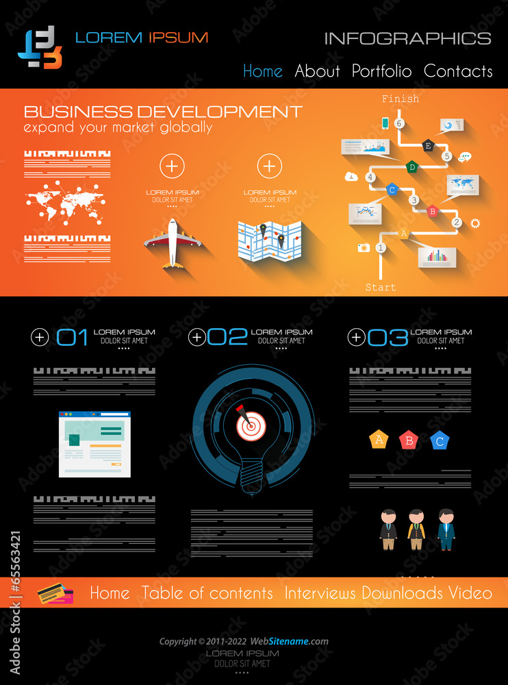 Poster attractive modern web template with flat ui