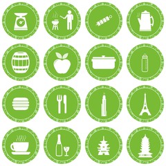 Symboles dans 16 panneaux vert