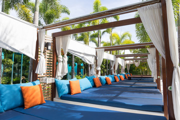 pool bed beside the pool for relax