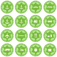 Symboles dans 16 panneaux vert