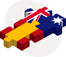 Spain and Australia Flags in puzzle