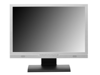Abstract black TV monitor isolated on white background.
