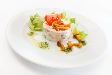 Russian salad with mushrooms