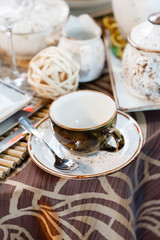 .Ceramic tableware on the table