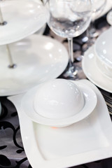 .Ceramic tableware on the table