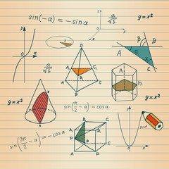 Mathematics - geometric shapes and expressions sketches