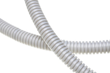 Plastic corrugated pipe isolated on white background