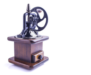 retro coffee grinder isolated on white background