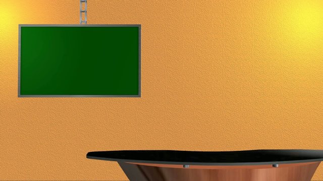 Virtual Studio Background With Green Screen Video Wall