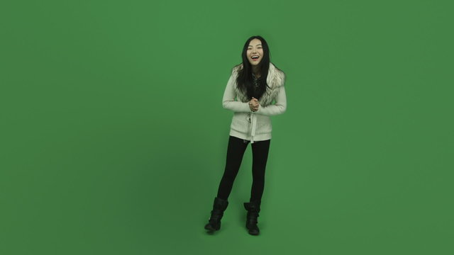 Asian girl young adult isolated greenscreen green background