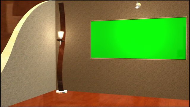 Virtual Studio Background With Green Screen Video Wall