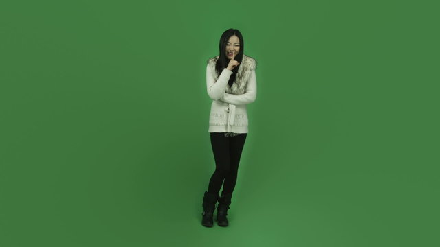 Asian girl young adult isolated greenscreen green background
