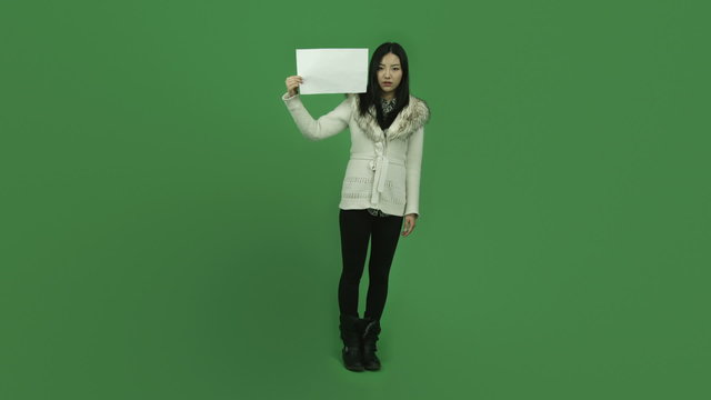 Asian girl young adult isolated greenscreen green background