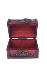 vintage wooden chest over white