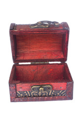 vintage wooden chest over white