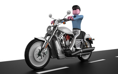 Obraz na płótnie Canvas uomo in moto con sfondo bianco