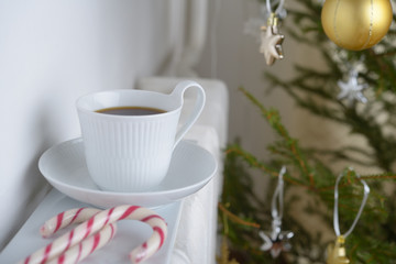 Obraz na płótnie Canvas Coffee and Christmas tree