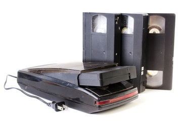 Video Cassette and Vintage VHS Rewinder