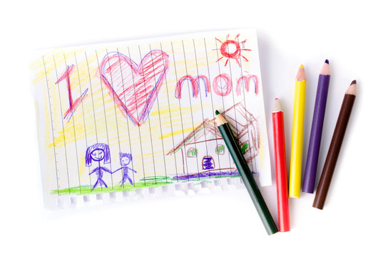 Child drawing of her mother for mother's day