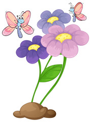 Naklejka premium Blooming flowers with two butterflies