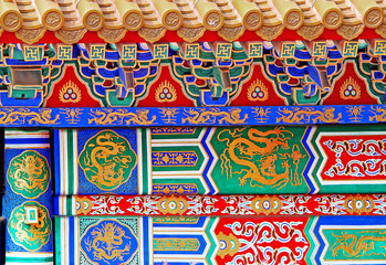 Ancient ornament on the wall in Gugun Palace, Beijing.