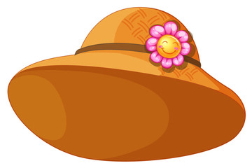A brown hat with a flower