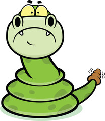 Naklejka premium Sad Cartoon Rattle Snake