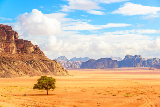 Scenic Jordanian Desert in Wadi Rum, Jordan.