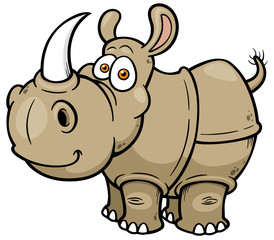 Vector illustration of Cartoon rhino