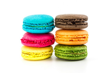 Sweet and colourful french macaroons.