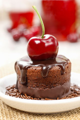 Chocolate cake with cherries