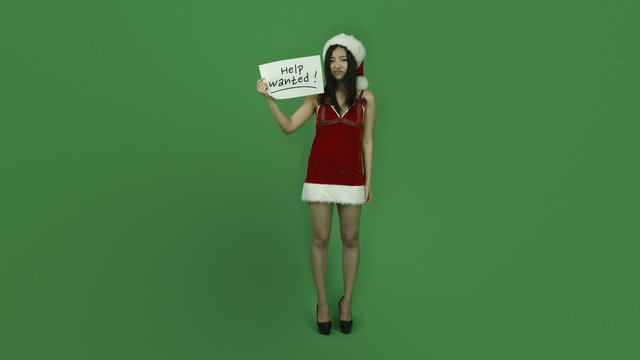 Asian girl sexy santa claus isolated greenscreen green