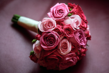 Wedding flowers. Pink and red roses.