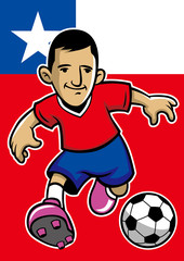 Chile soccer player with flag background