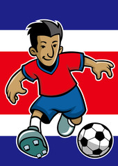 Costa rica soccer player with flag background