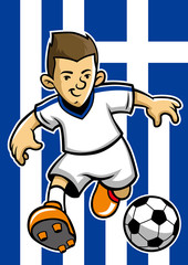 Greece soccer player with flag background