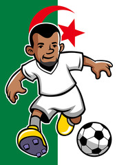 Aljazair soccer player with flag background
