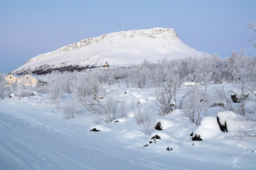 Fototapeta na wymiar Saana mountain in winter, Finnish Lapland, Finland
