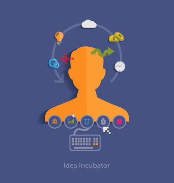 Idea incubator flat design concept template with icons