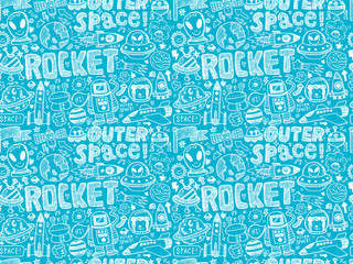 seamless doodle space pattern